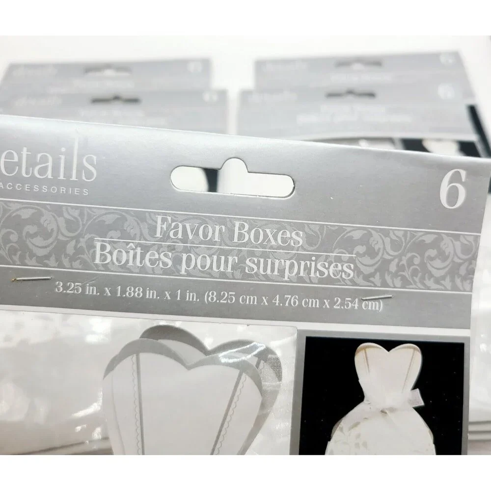 Favor Boxes Bridal Dress Favors Gifts for Guests White And Silver NOS Weddings